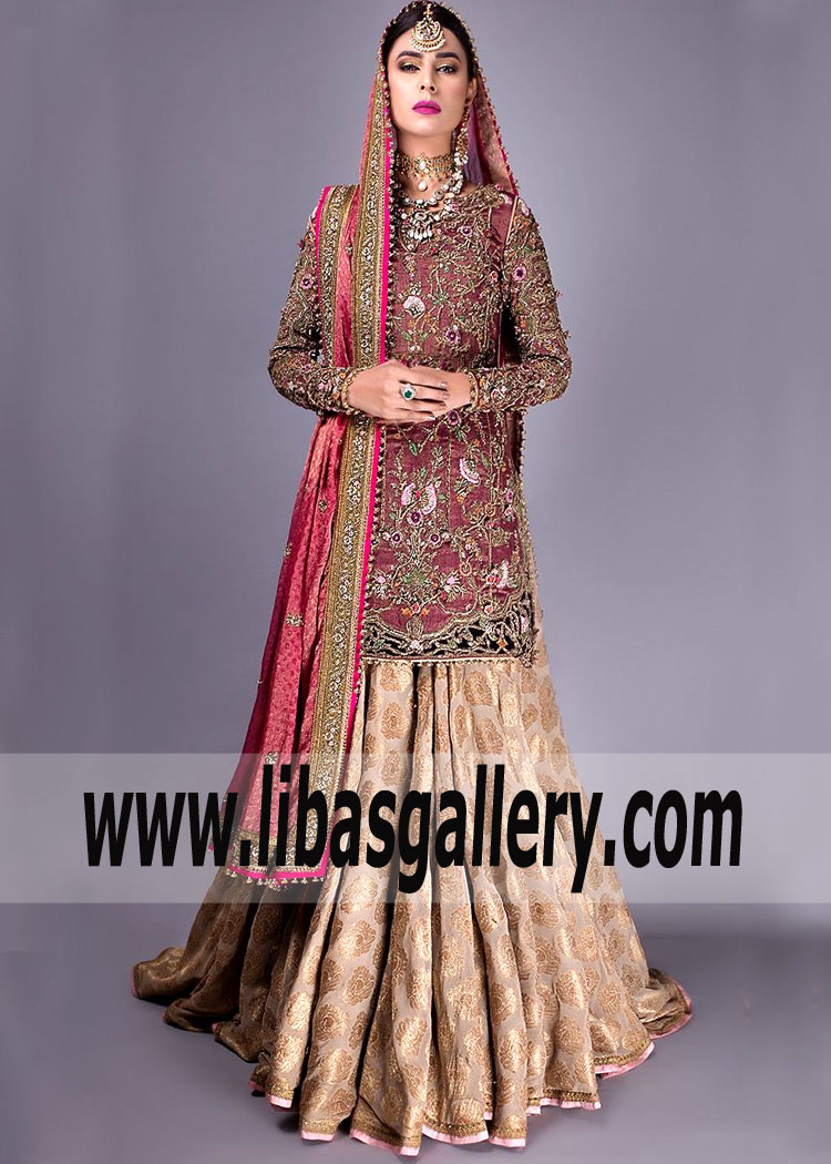 Stunning Wedding Dresses with Sharara and Heavy Dupatta